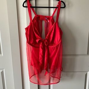 NWT Red bow babydoll lingerie with matching panties 4x